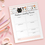 Cute Cats Weekly Planner Personalized Notepad<br><div class="desc">Easily personalize this daily planner notepad with your custom name and titles. The design features a bunch of cute hand-drawn cartoon kittens.</div>