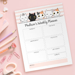 Cute Cats Weekly Planner Personalized Notepad