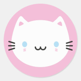 Cute Cats - White Kawaii Kitten Classic Round Sticker