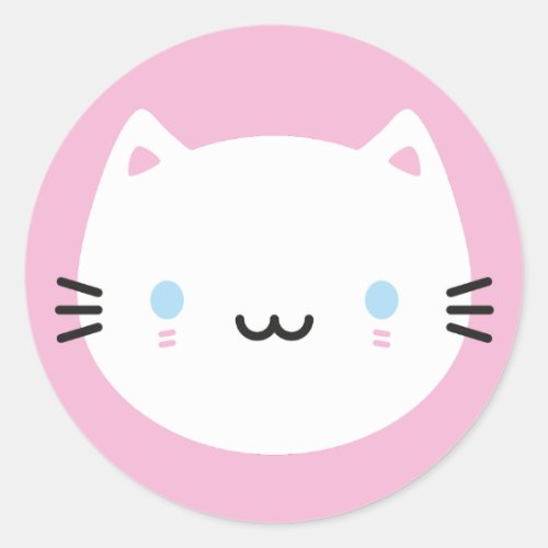 Cute Cats - White Kawaii Kitten Classic Round Sticker