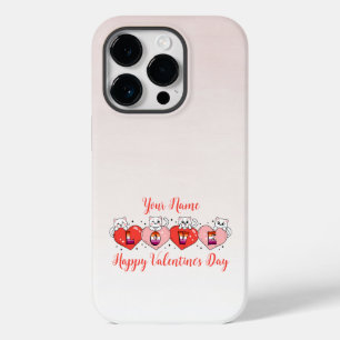 Cute Cats With Hearts, Lesbian Flag Colors Case-Mate iPhone 14 Pro Case