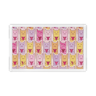 Cute Cats with Loving Hearts Acrylic Tray
