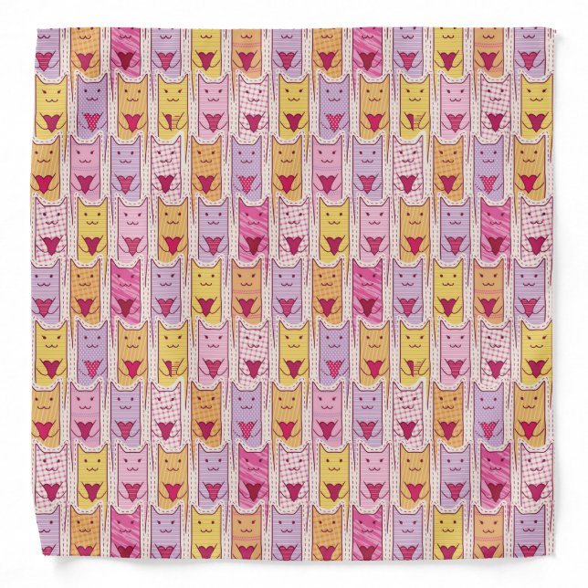 Cute Cats with Loving Hearts Bandana (Front)