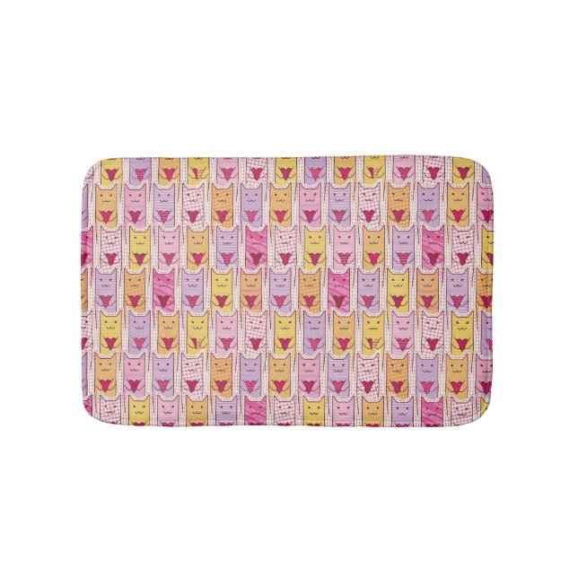Cute Cats with Loving Hearts Bathroom Mat (Front)