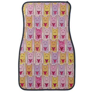 Cute Cats with Loving Hearts Car Mat