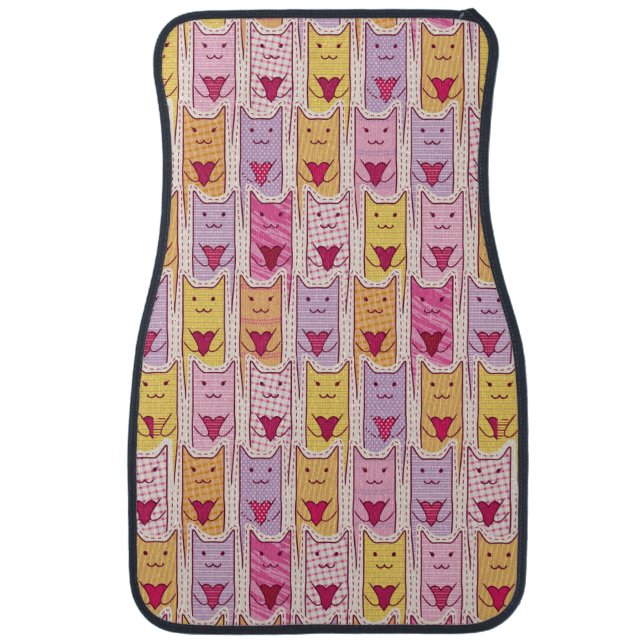 Cute Cats with Loving Hearts Car Mat (Front)