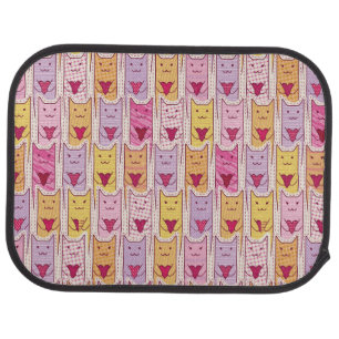 Cute Cats with Loving Hearts Car Mat