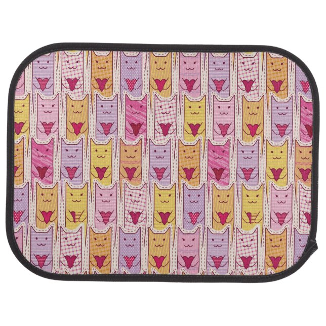 Cute Cats with Loving Hearts Car Mat (Rear)