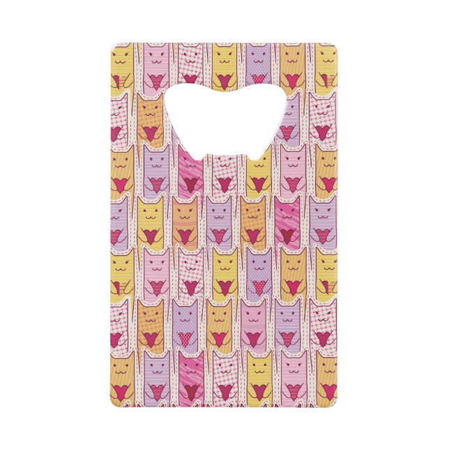 Cute Cats with Loving Hearts Credit Card Bottle Opener (Front)