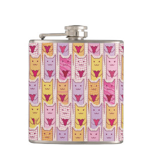 Cute Cats with Loving Hearts Hip Flask