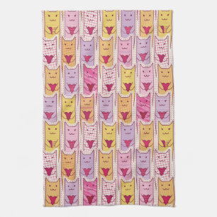 Cute Cats with Loving Hearts Kitchen Towel