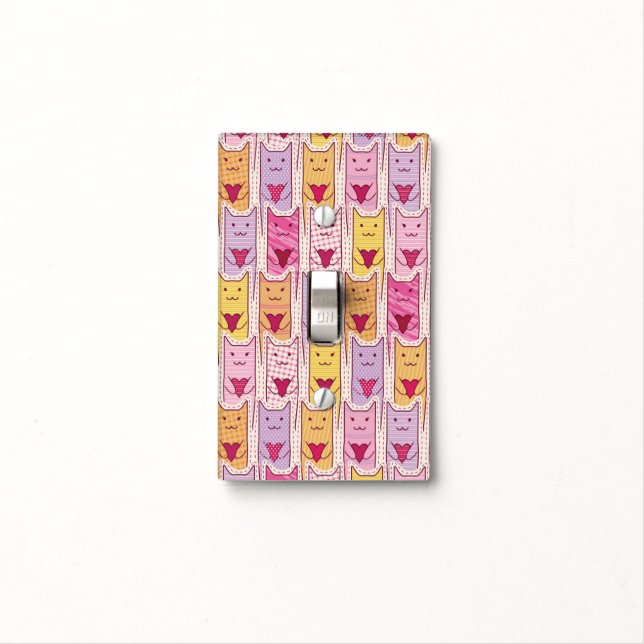 Cute Cats with Loving Hearts Light Switch Cover (In Situ)
