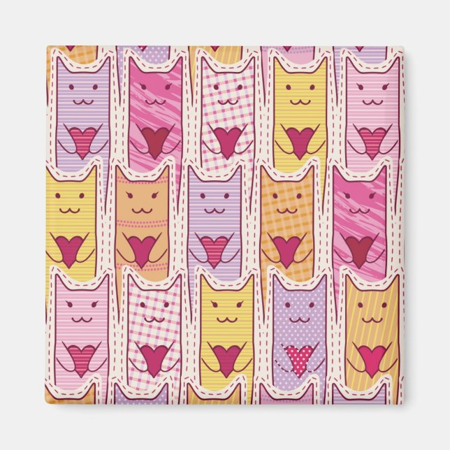 Cute Cats with Loving Hearts Magnet (Front)