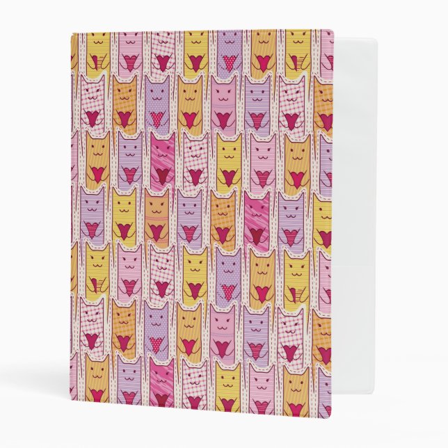 Cute Cats with Loving Hearts Mini Binder (Front/Inside)