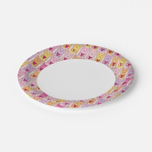 Cute Cats with Loving Hearts Paper Plates (Angled)