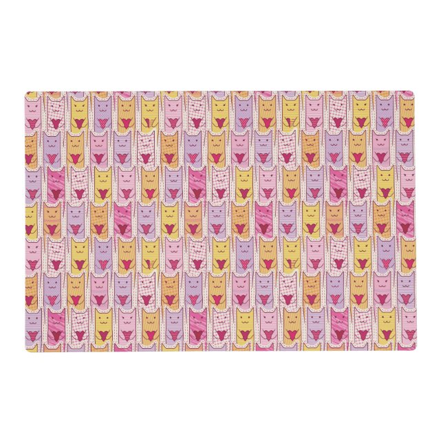 Cute Cats with Loving Hearts Placemat (Front)