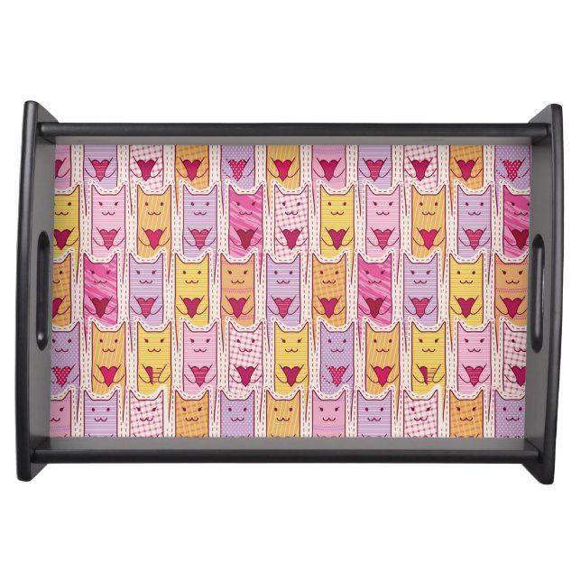 Cute Cats with Loving Hearts Serving Tray (Front)