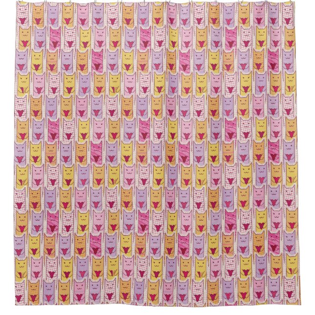 Cute Cats with Loving Hearts Shower Curtain (Front)