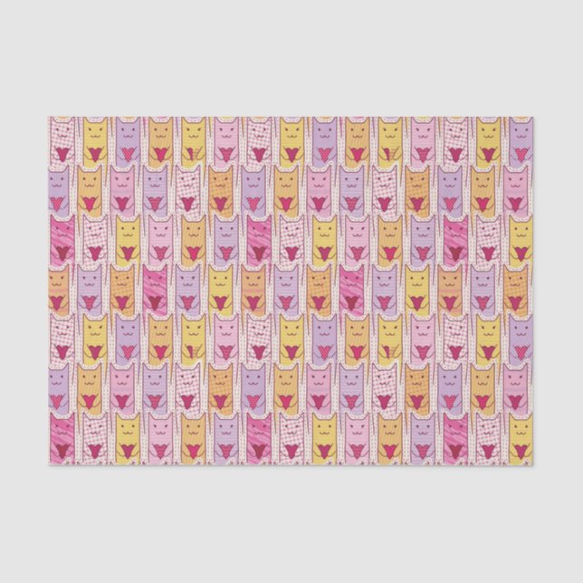 Cute Cats with Loving Hearts Tissue Paper (Front)