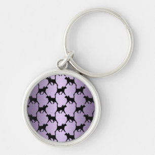 Cute Cats with Moons and Stars Pattern Keychain
