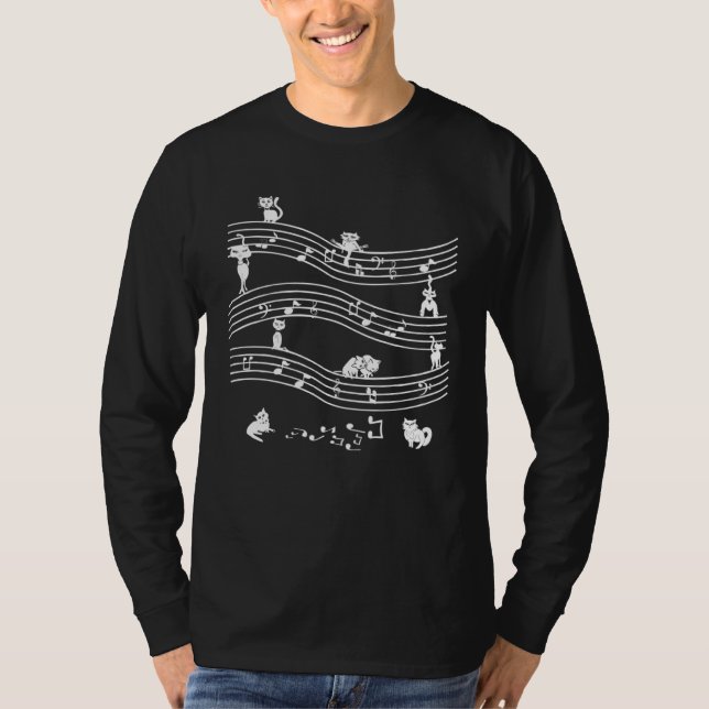Cute cats with music notes T-Shirt (Front)
