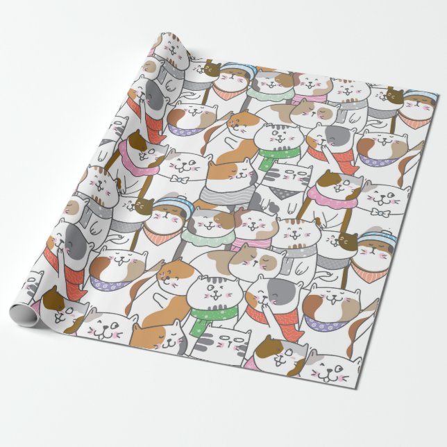 Cute Cats Wrapping Paper (Unrolled)