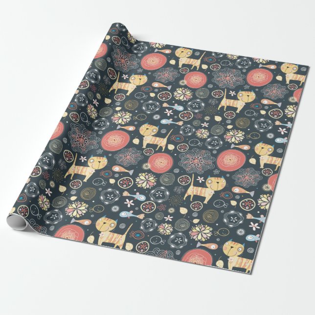 Cute Cats Wrapping Paper (Unrolled)