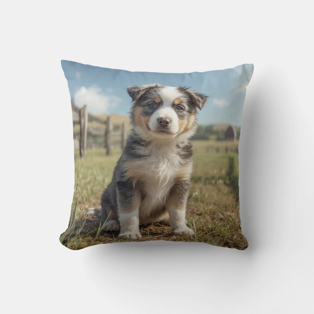 Cute Cattle Dog Throw Pillow (Front)