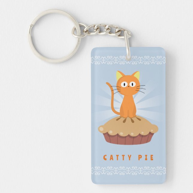 Cute Catty Pie Cat Lover Keychain (Front)