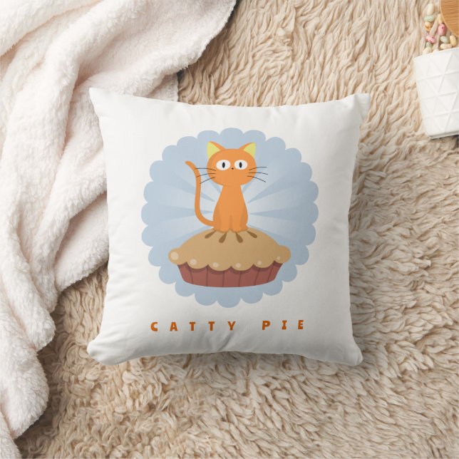 Cute Catty Pie Cat Lover Throw Pillow (Blanket)