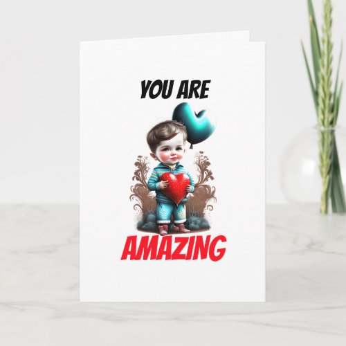 Cute caucasian boy you are amazing bff besties holiday card