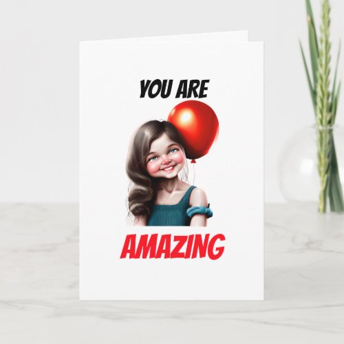 Cute caucasian girl you are amazing bff besties holiday card