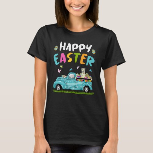 Cute Caucasian With Bunny Ears Egg Hunting Truck E T_Shirt