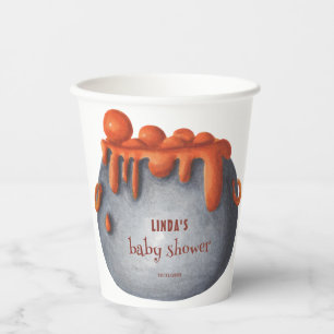 Cute Cauldron Halloween Baby Shower Paper Cups