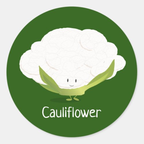 Cute Cauliflower Illustration Vegetable Food Classic Round Sticker