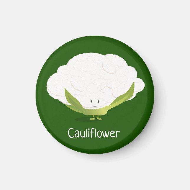 Cute Cauliflower Vegetable Food Magnet (Front)