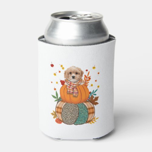 Cute Cavachon Pumpkin Thanksgiving Autumn Dog Love Can Cooler