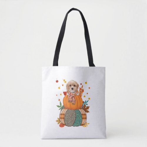 Cute Cavachon Pumpkin Thanksgiving Autumn Dog Love Tote Bag