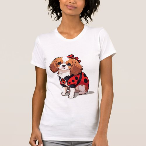 Cute Cavalier King Charles Ladybug T_Shirt