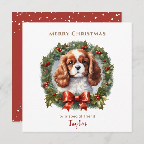 Cute Cavalier King Charles Spaniel Dog Christmas Card