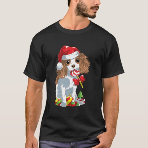Cute Cavalier King Charles Spaniel Dog Christmas T_Shirt