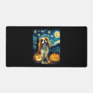 Cute Cavalier King Charles Spaniel Dog Halloween J Desk Mat