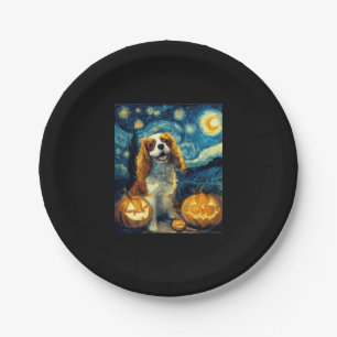 Cute Cavalier King Charles Spaniel Dog Halloween J Paper Plates
