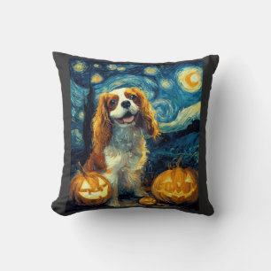 Cute Cavalier King Charles Spaniel Dog Halloween J Throw Pillow