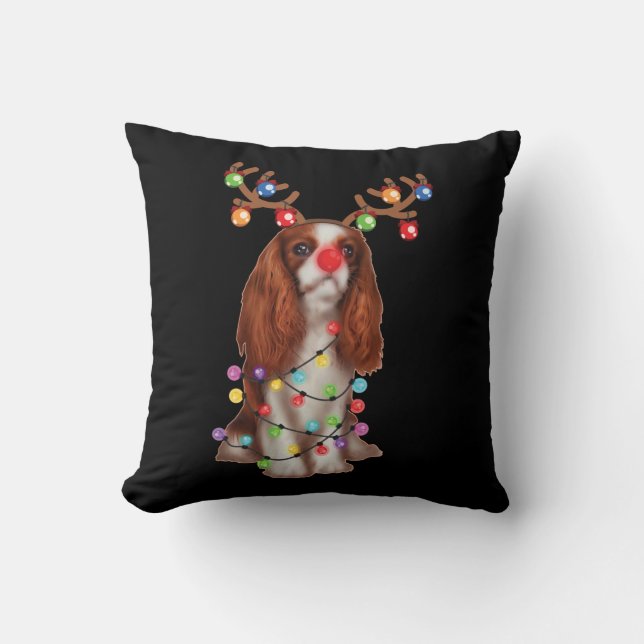 Cute Cavalier King Charles Spaniel Funny Xmas Gift Throw Pillow (Front)