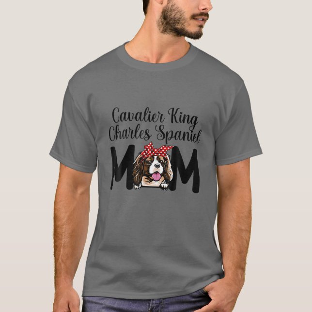 Cute Cavalier King Charles Spaniel Mom Mothers Day T-Shirt (Front)