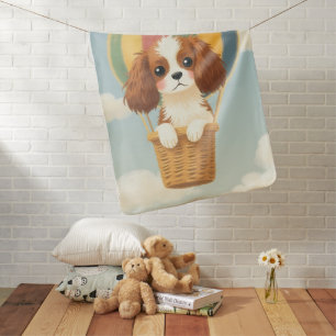 Cute Cavalier King Charles Spaniel Puppy Balloon  Baby Blanket