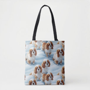 Cute cavalier spaniels Enchanted Winter Snow Tote Bag