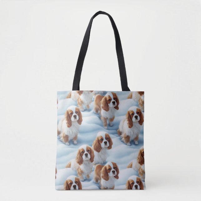 Cute cavalier spaniels Enchanted Winter Snow  Tote Bag (Front)