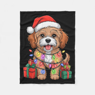 Cute Cavao Santa Hat Christmas Xmas Dog Lovers Hol Fleece Blanket